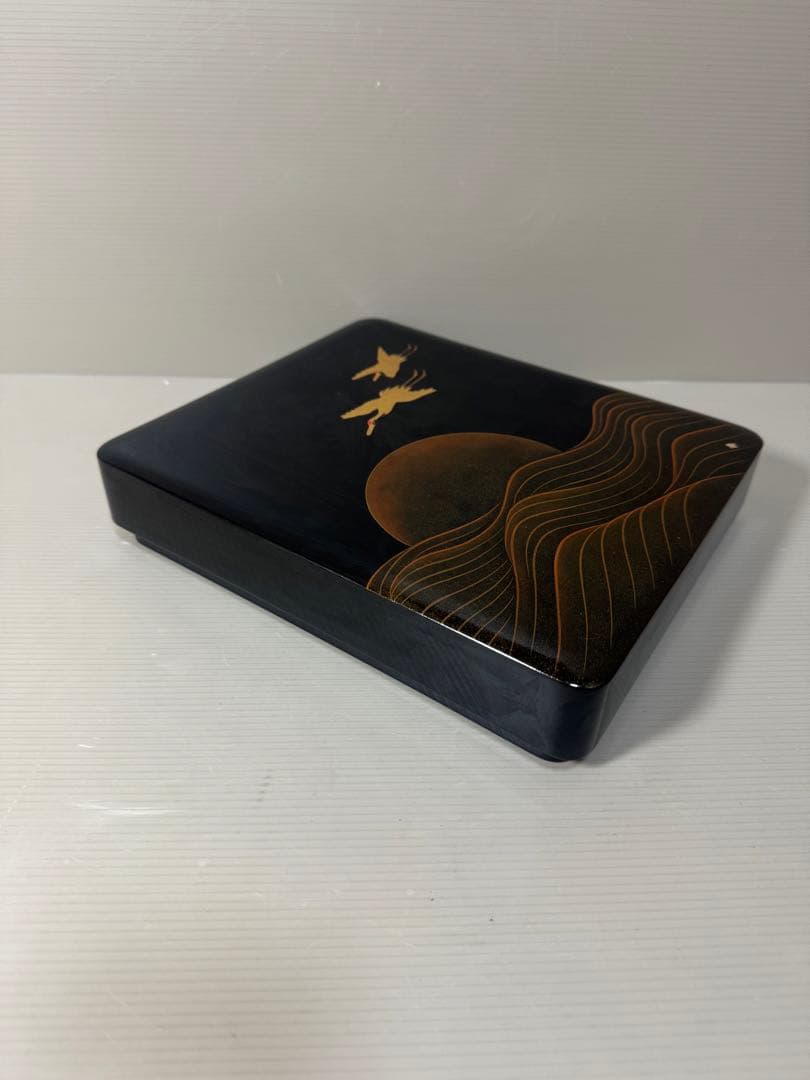 2197   漆器 高級 日本製　沈金日の出鶴　文箱 書類入れ 書類ケース