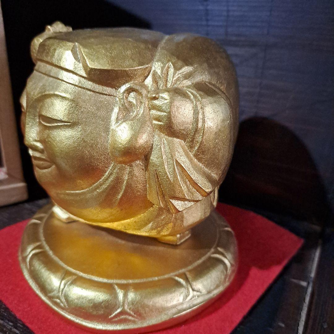 平櫛田中拜刀作　福聚大黒天尊像　共箱　金箔像　 古展出品作品 　昭和30年出品作