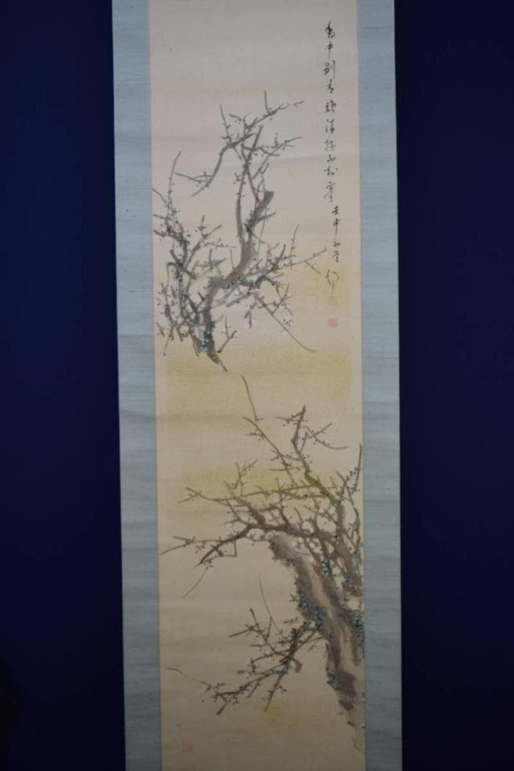 真作/浄土真宗/西本願寺/津田白印/寒梅画賛/布袋屋掛軸HG-378