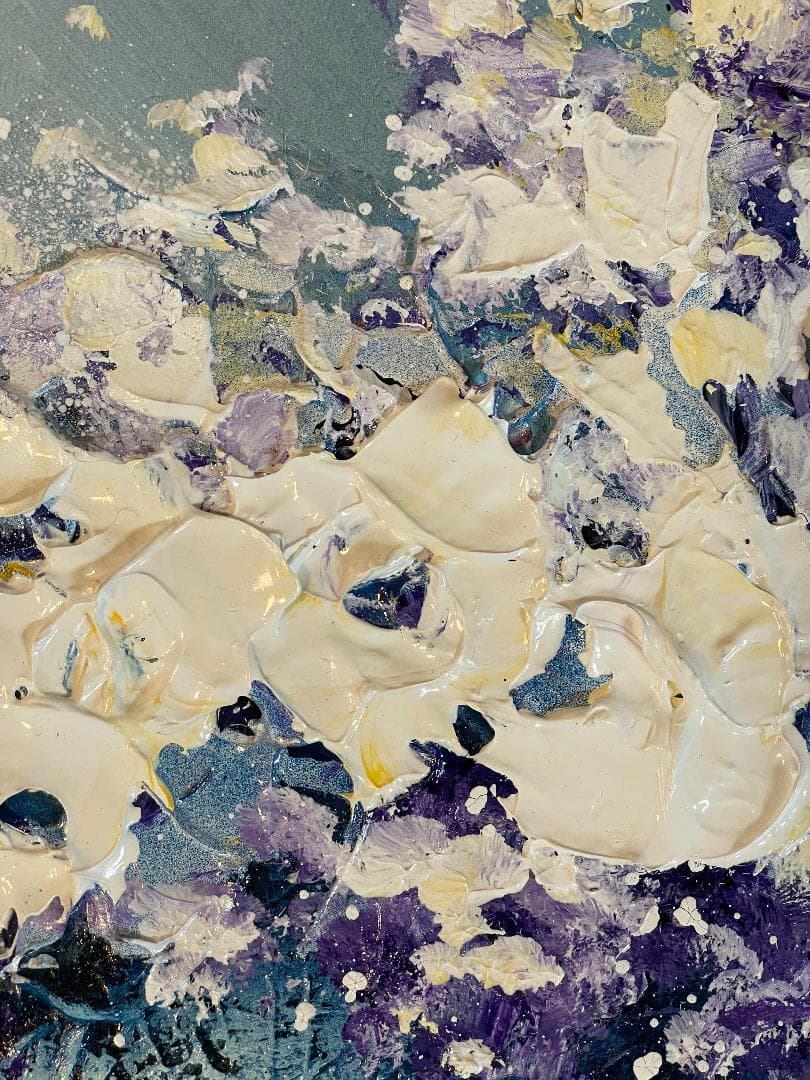 「真作」立川広己『パープルの花』静物画　油彩画　額装　サイン有り　F6号