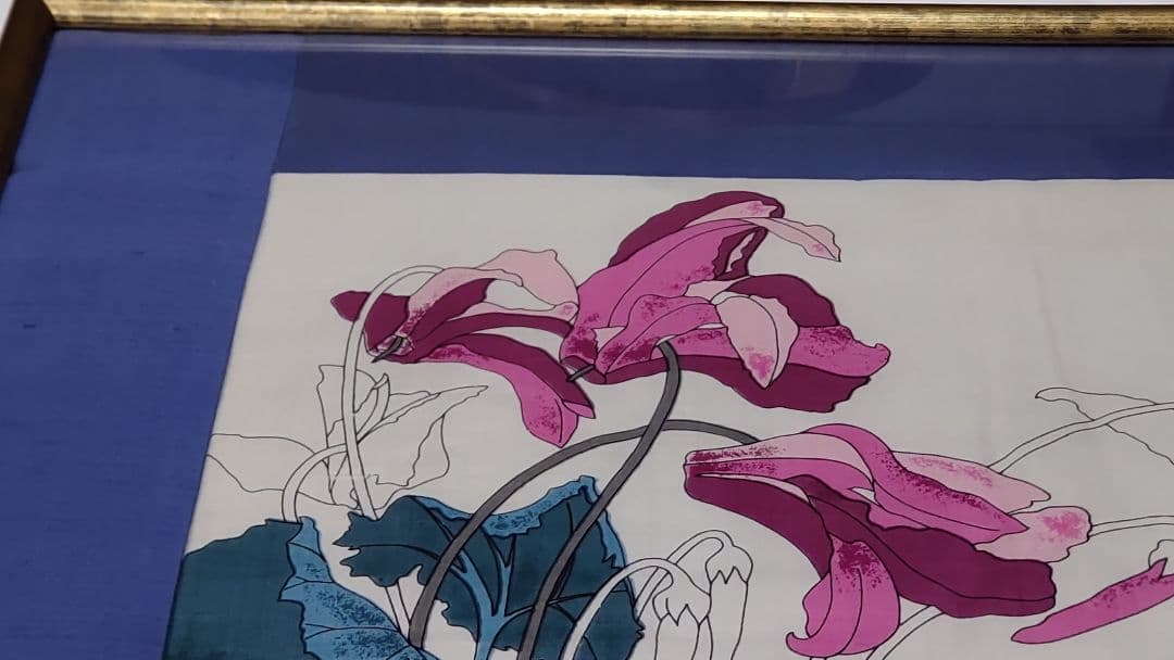 ★最終価格 ジムトンプソン タイシルク クッションカバー 額装 57cm 花柄