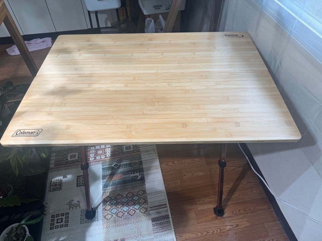 美品！Coleman 折りたたみ式バンブーテーブル