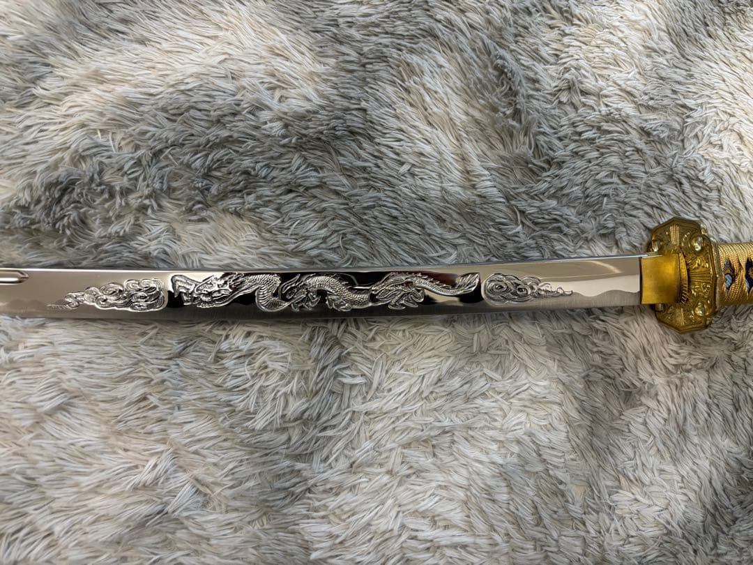 吉祥登竜門陣太刀 【美品】観賞用 模造刀 日本刀 鯉 スタンドセット 掛け台付き