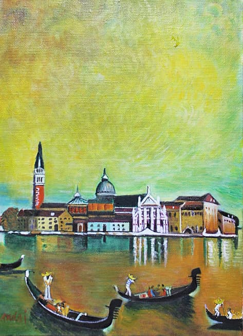 斎藤安大【ベニスの夕映え】 油彩 4号