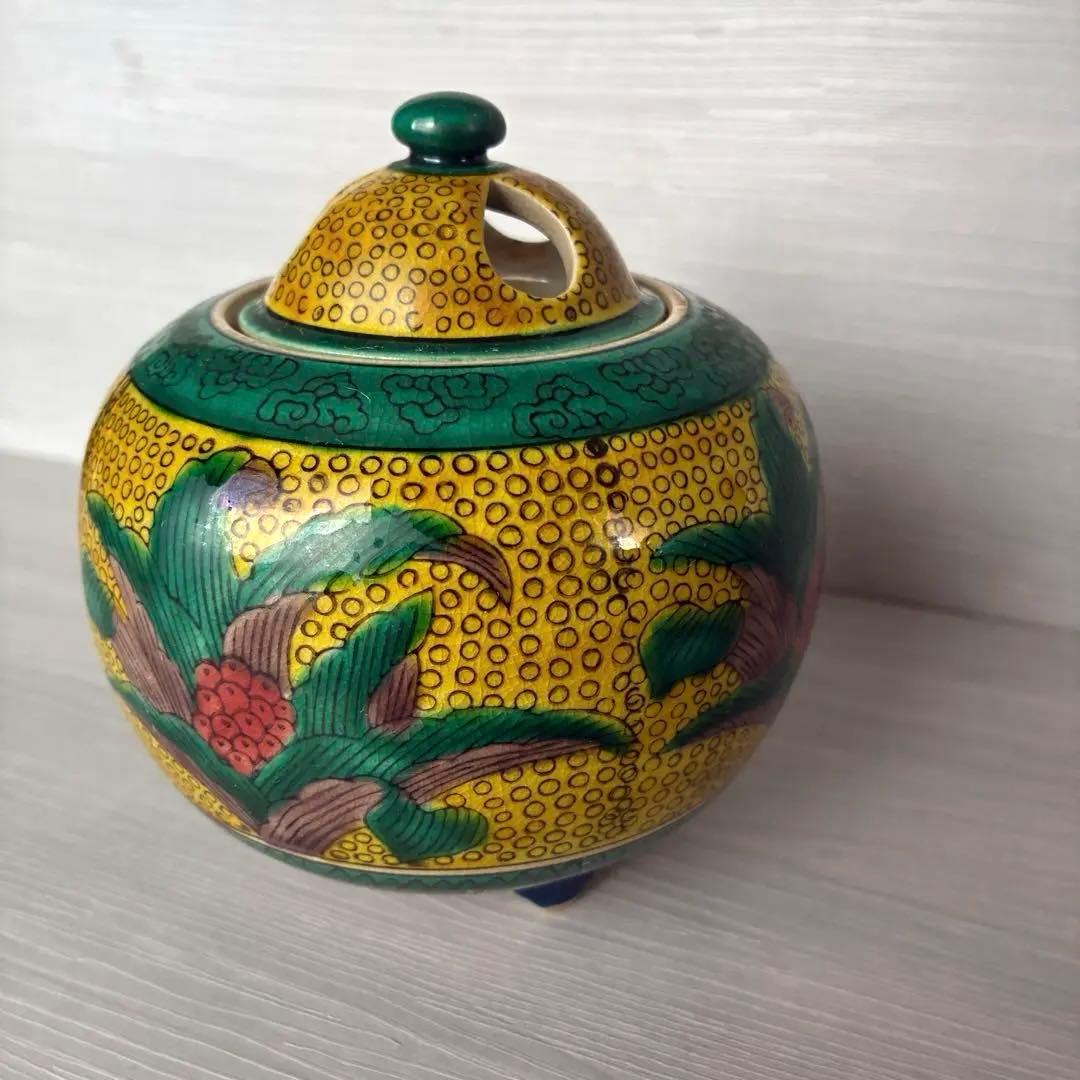 九谷焼　角福　香炉　陶器　茶道具