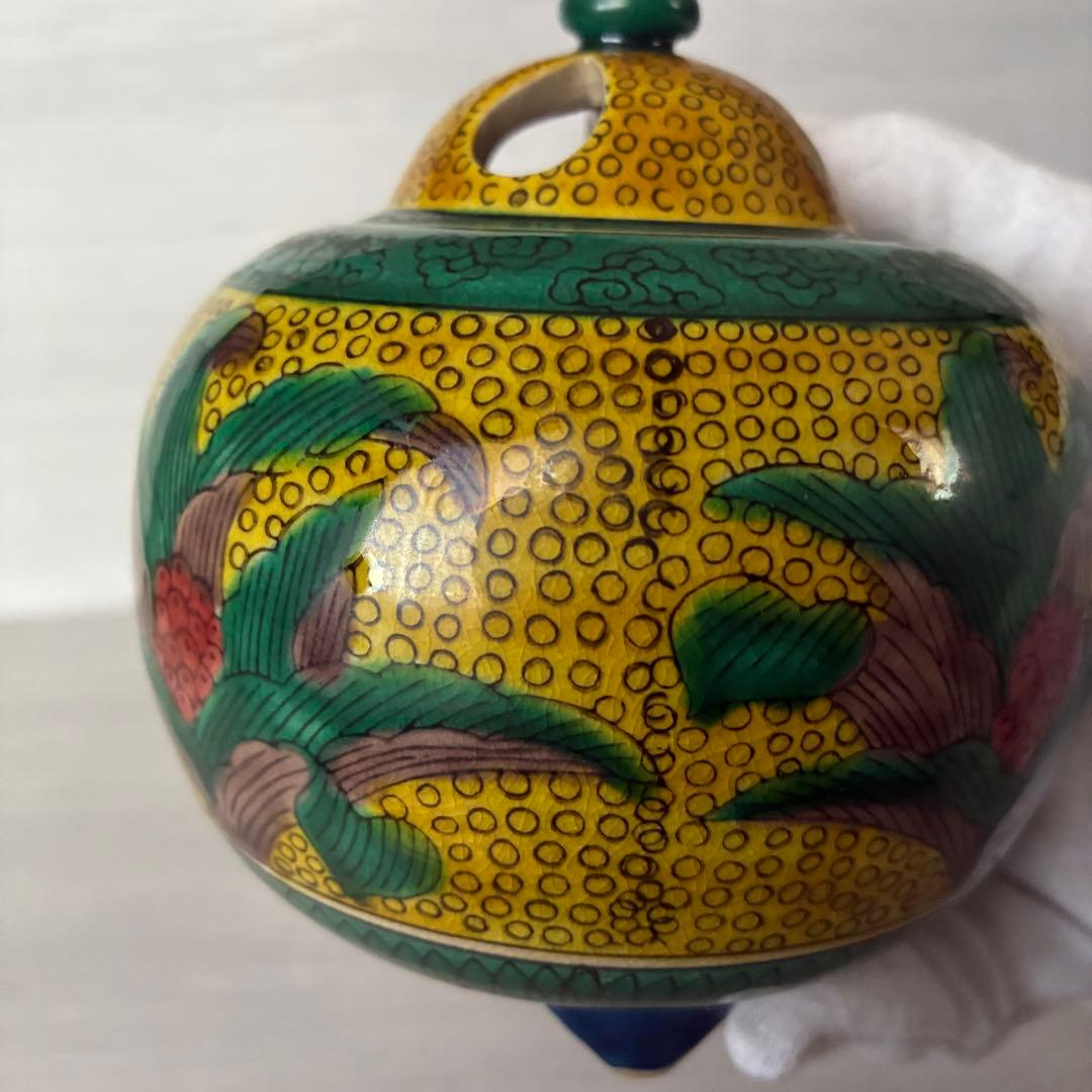 九谷焼　角福　香炉　陶器　茶道具