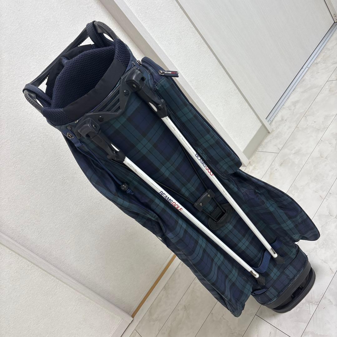 BEAMS GOLF スタンドキャディバッグ ネイビー・チェック