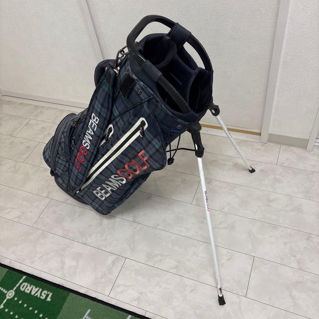 BEAMS GOLF スタンドキャディバッグ ネイビー・チェック