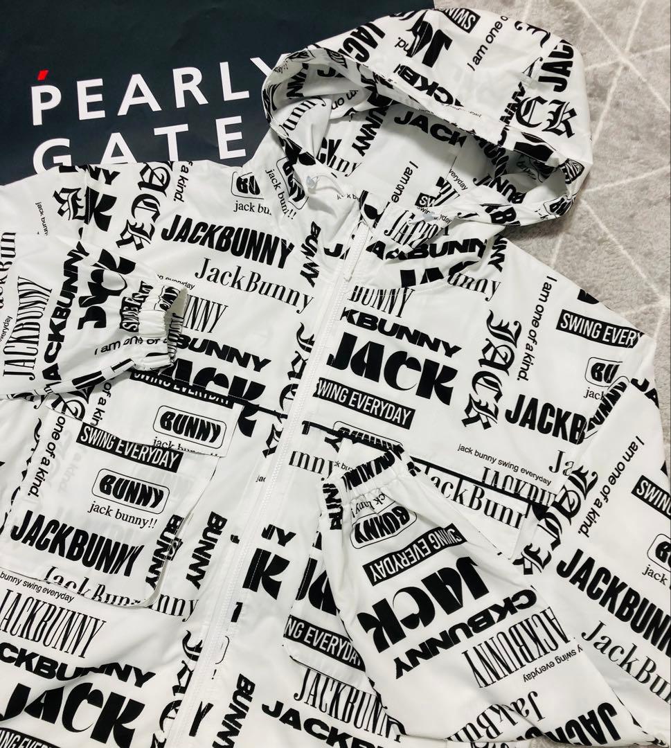 新品 パーリーゲイツ ジャックバニー ストレッチマルチロゴ ブルゾン(5)L/白