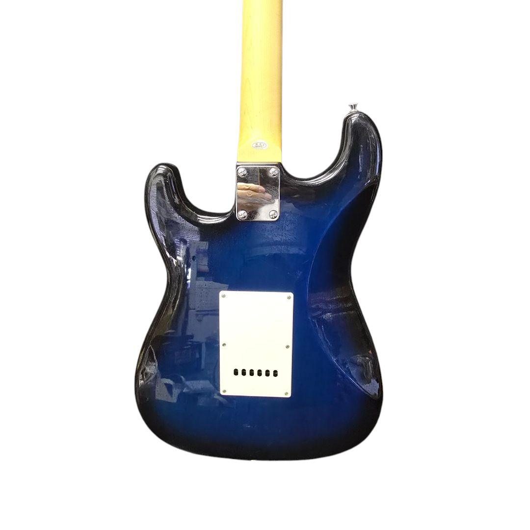 ブルーPhoto genic エレキギター ブラック　ストライトキャスタータイプ