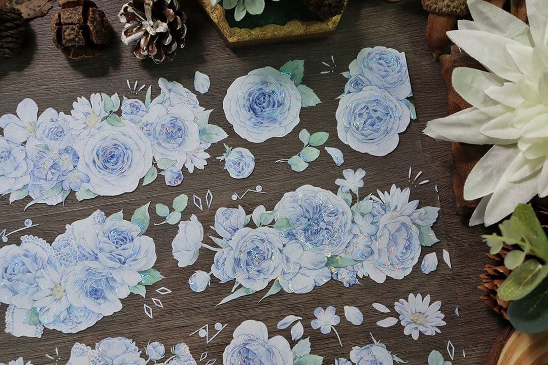 新品　椿山漫藍　PET貝殻光マスキングテープ　マステ