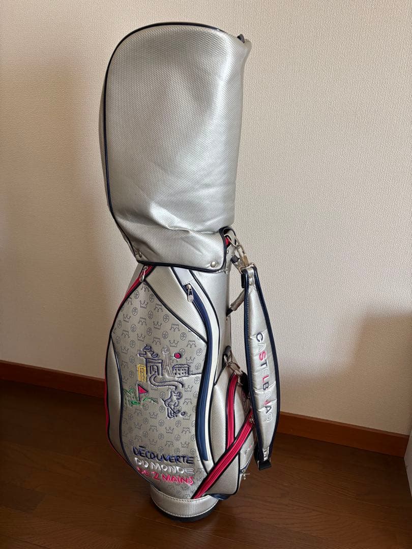 CASTELBAJAC キャディバッグ レディース　シルバー✖️ピンク刺繍