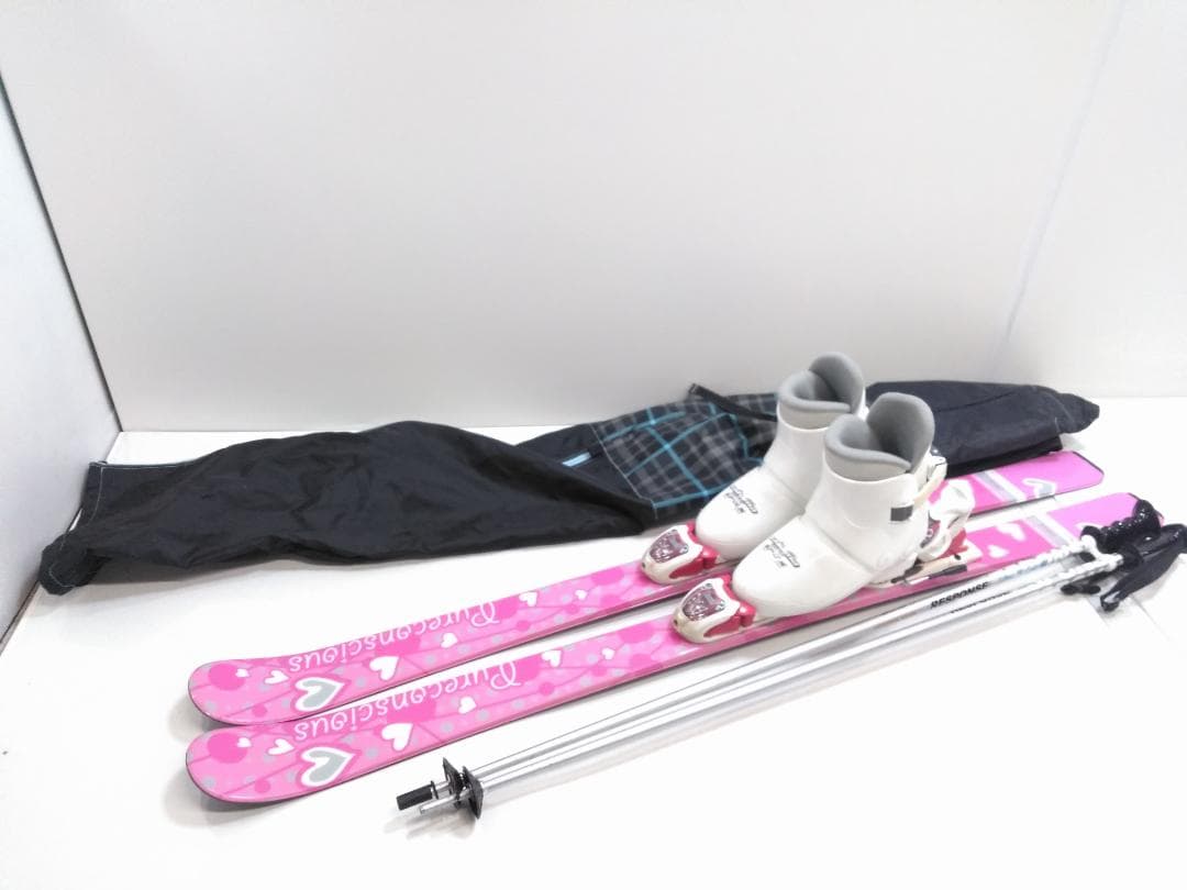 女の子 ジュニアスキー5点セット ピュアコンシャス140cm ブーツ24cm ◇