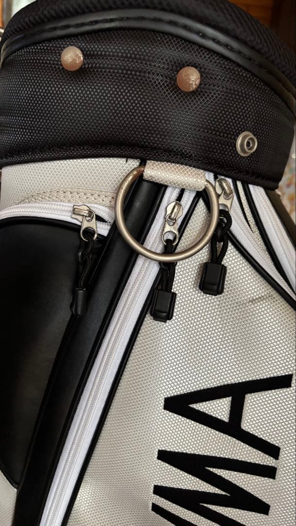 【Mr-K】HONMA キャディバッグ ホワイト/ブラック フード付き