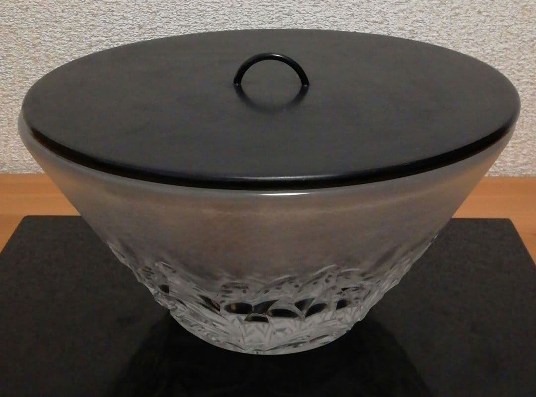 佐々文夫作　HOYA　クリスタル　ガラス　水指　共箱　茶道具