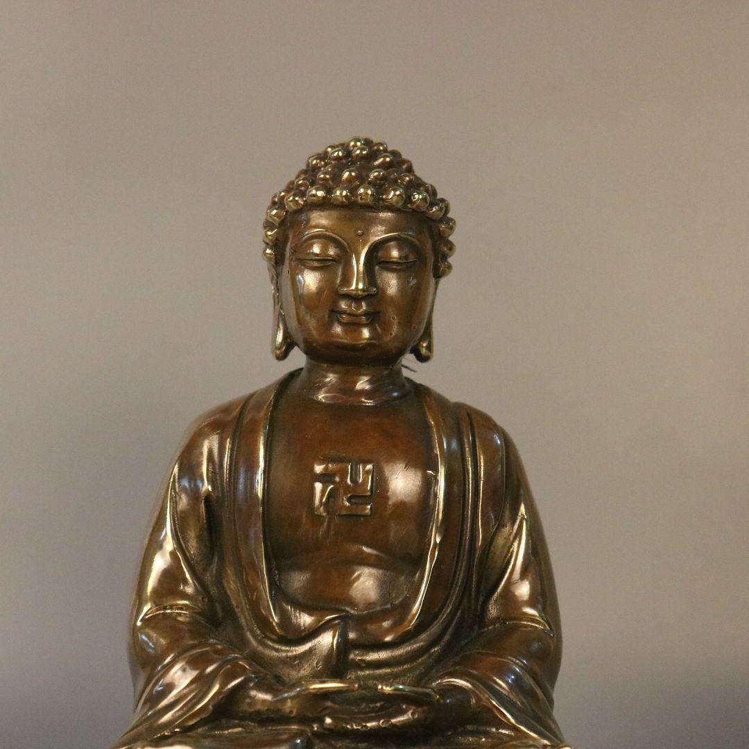 釈迦牟尼仏 銅製 仏像 彫刻 置物 開運 風水