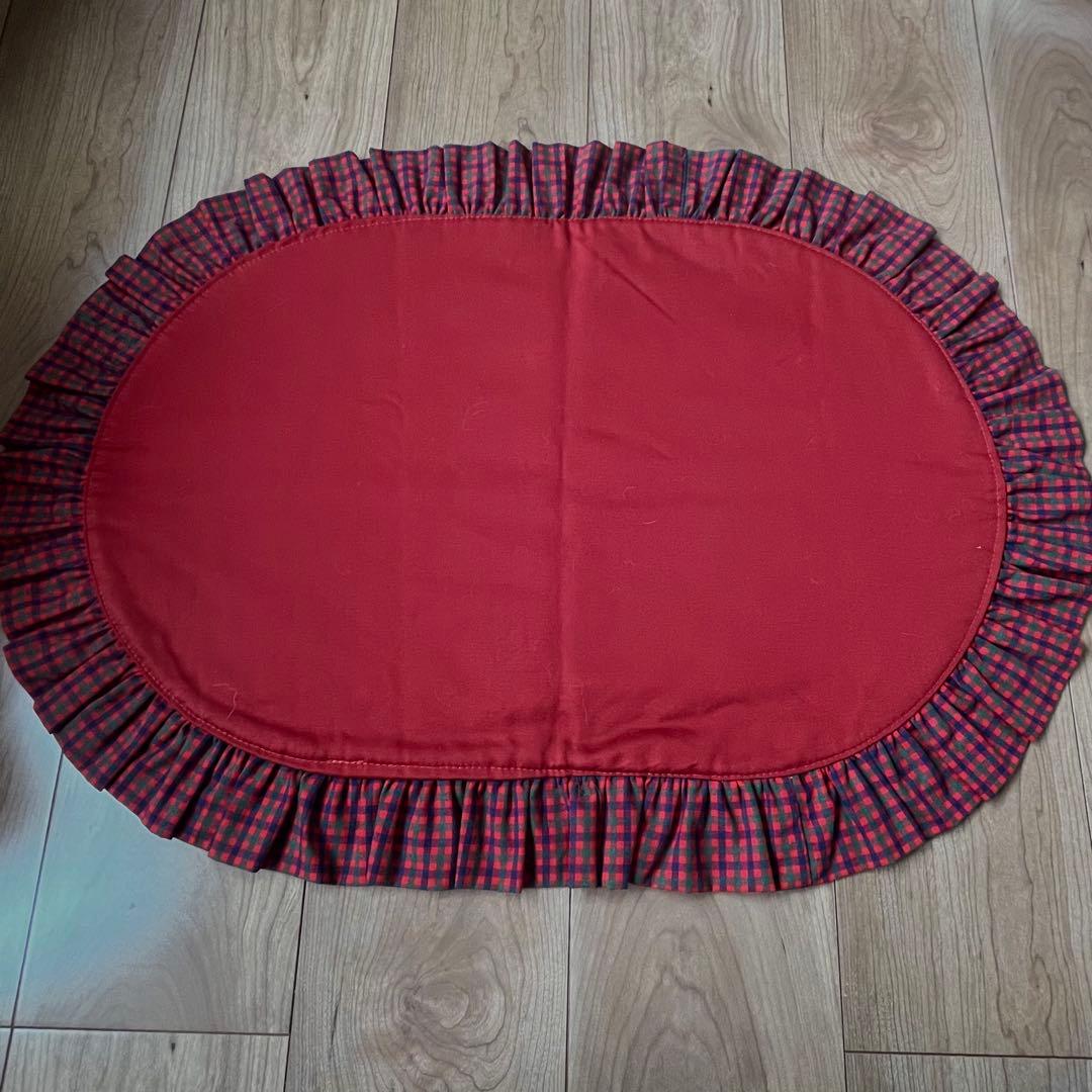 1324.カフェマット50×71 ファミリアのようなチェック　ハンドメイド犬