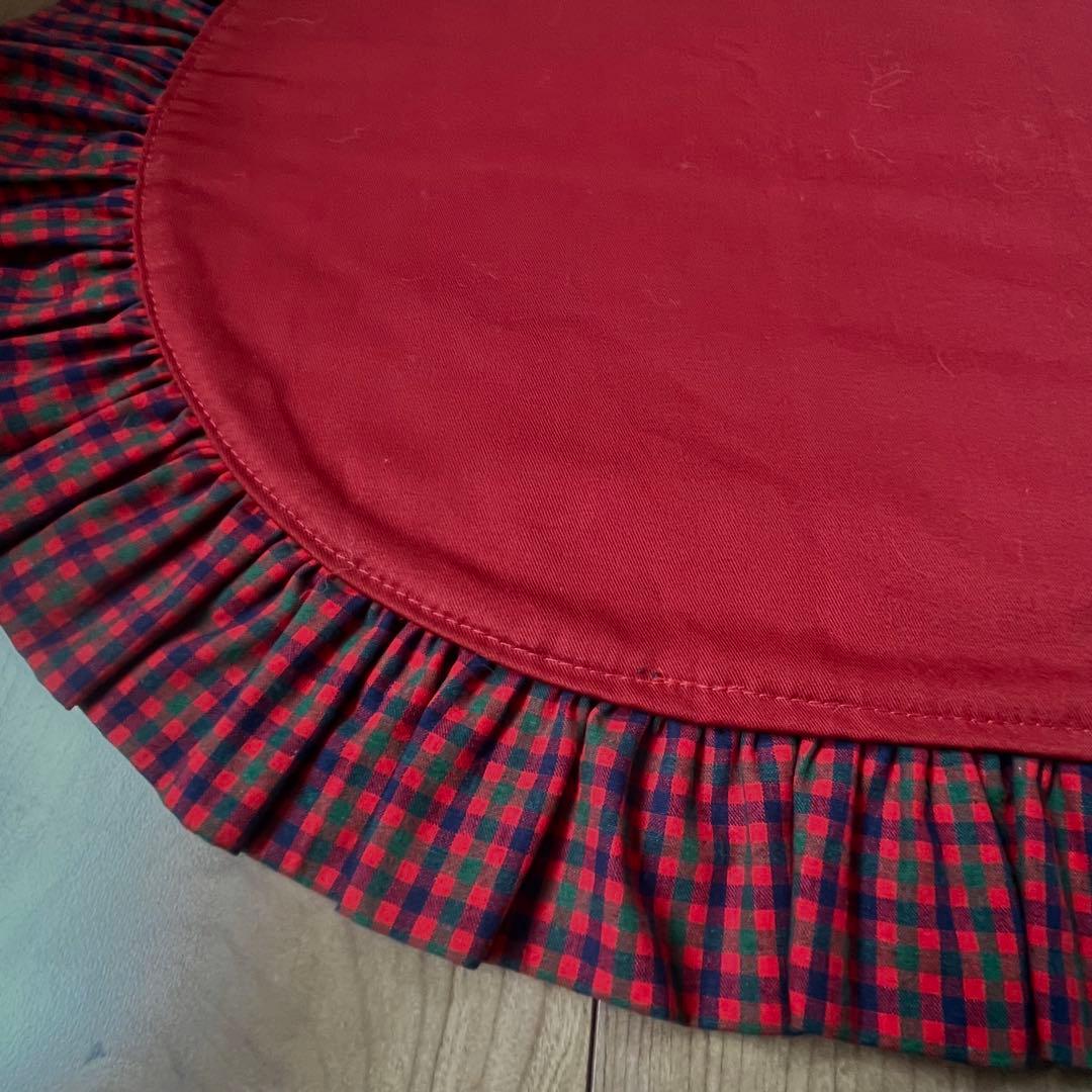 1324.カフェマット50×71 ファミリアのようなチェック　ハンドメイド犬