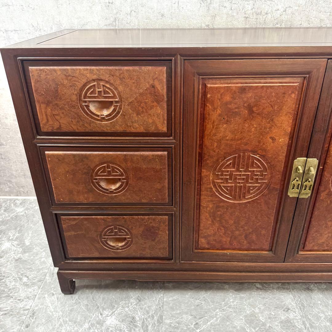 重厚な存在感　中国家具 花梨材 唐木 サイドテーブル 無垢 高級飾り家具