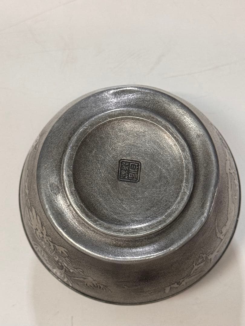 茶入 錫 間村自造 箱無　骨董品