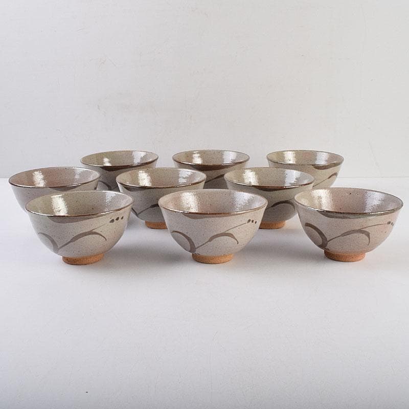 茶道具　武村利左衛門造　絵唐津　数茶碗　九客　共箱　M　R9203B