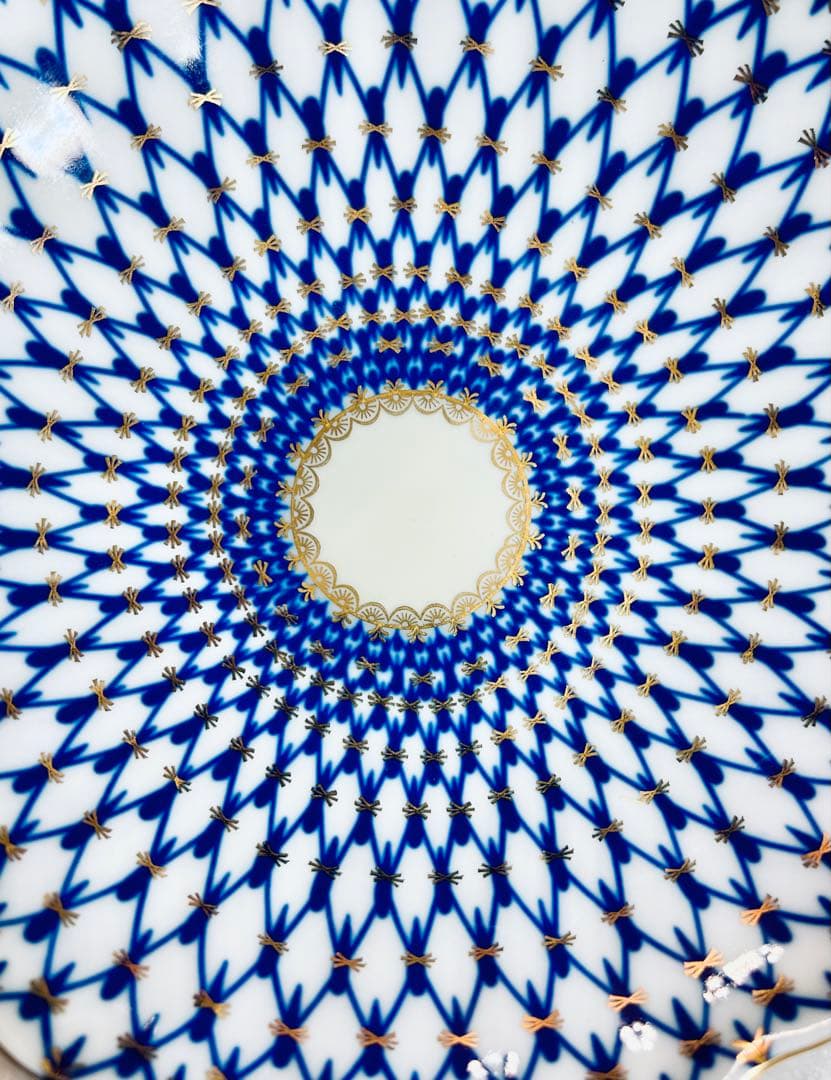 インペリアルポーセリン コバルトネット ラウンドディッシュ 22cm