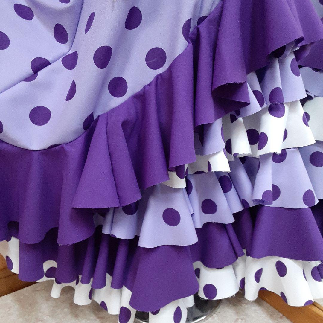 フラメンコ衣装　☆ファルダのみ　115藤色/紫/白エレガントファルダ