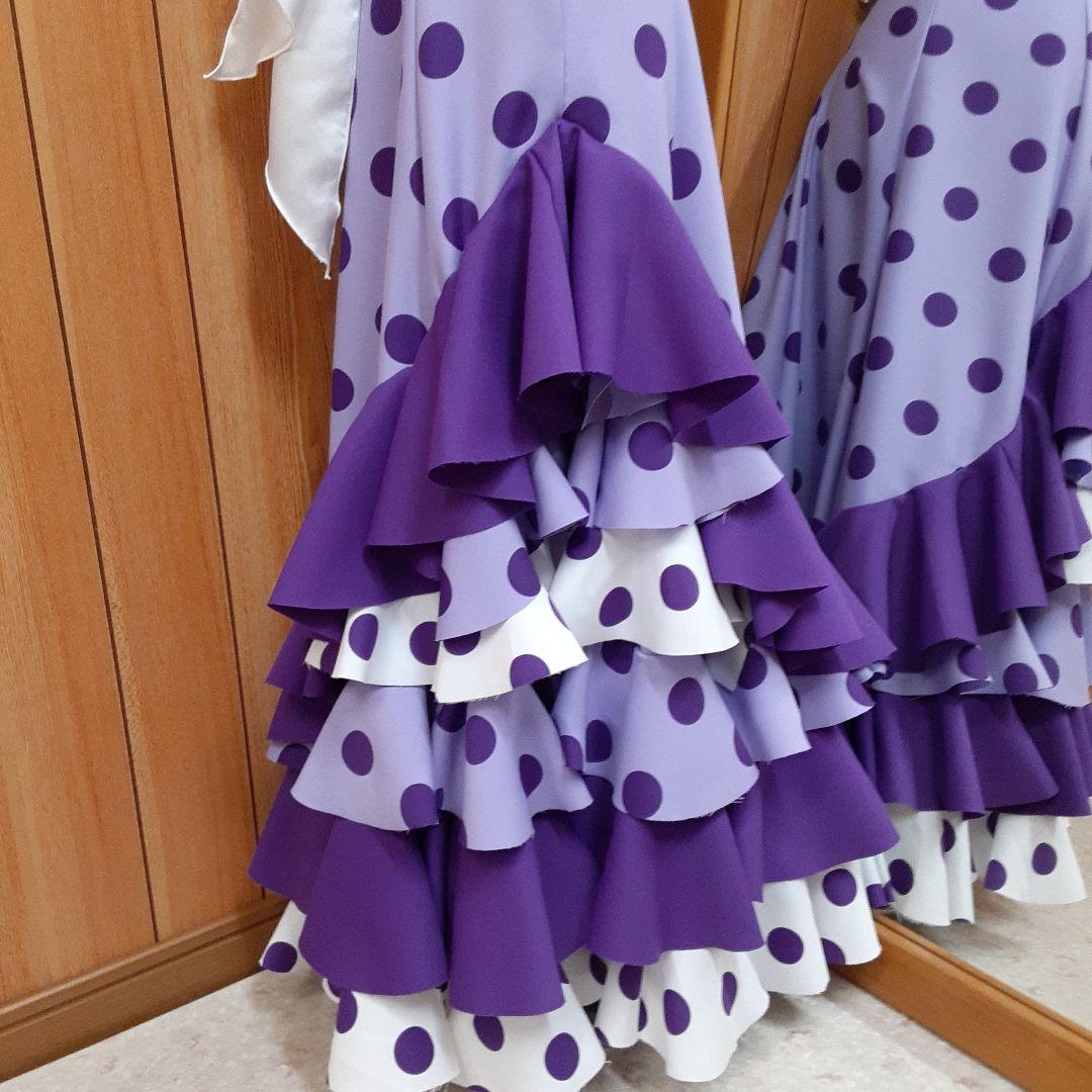 フラメンコ衣装　☆ファルダのみ　115藤色/紫/白エレガントファルダ