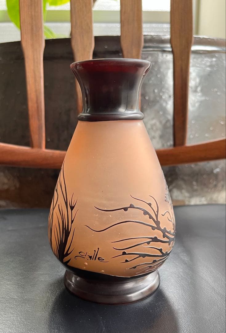 エミール、ガレ海藻彫刻 花瓶　本物保証