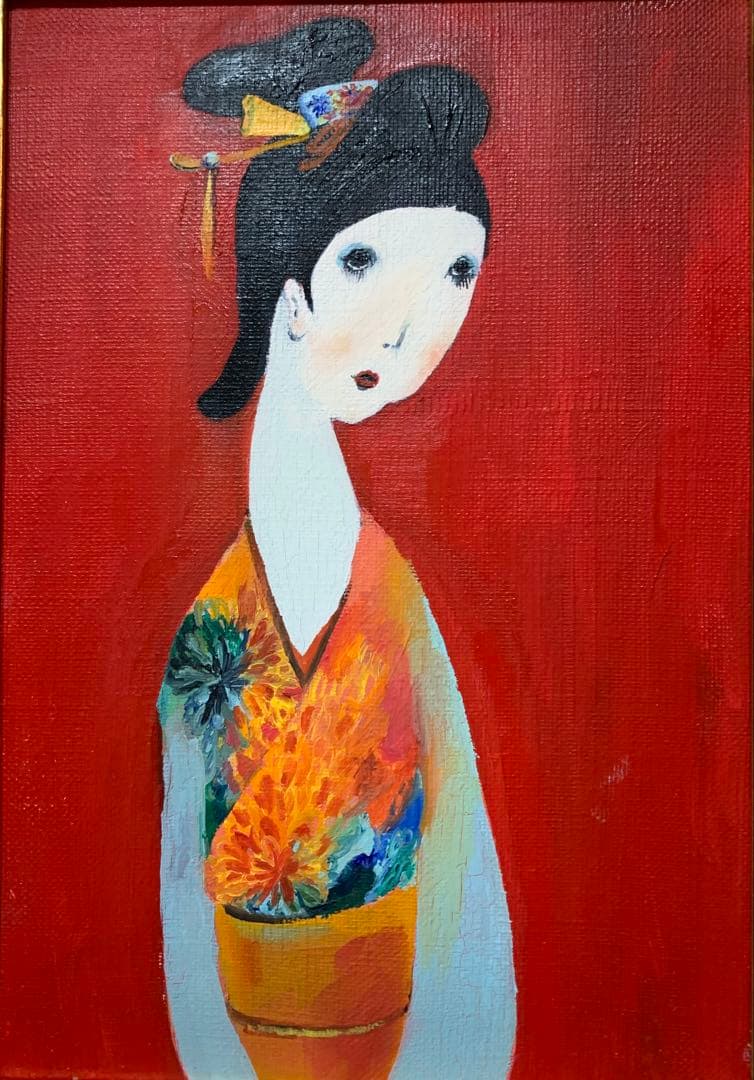 絵画　油彩肉筆画　安藤みくに『乙女狂想3』SMサイズ　個展作品