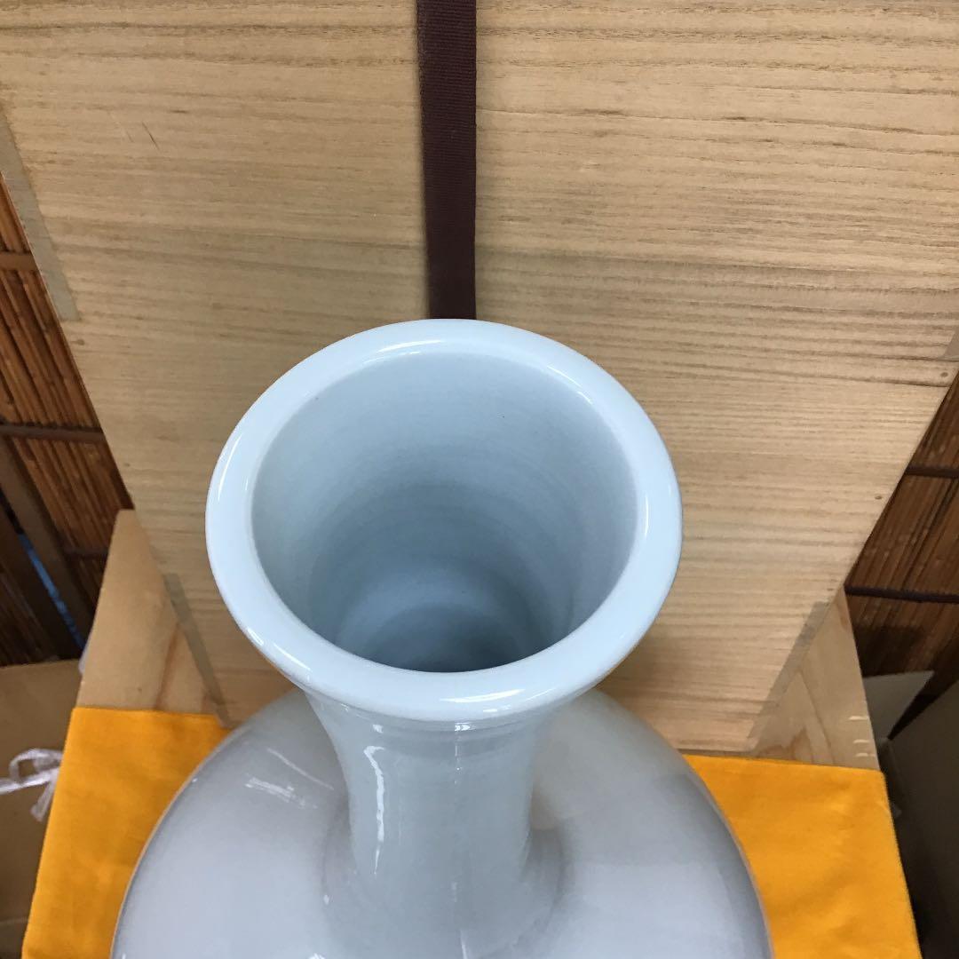 華道道具 花入 白磁鶴首壺 造 元康 共箱 N１３１KB