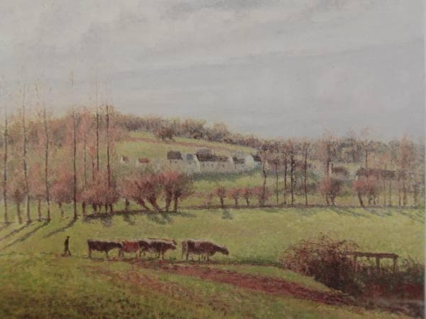 ピサロ、エラニィの夏の風景、希少画集画、新品額装付