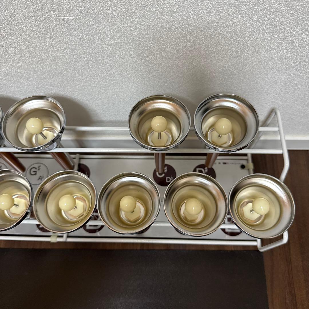 美品 UCHIDA ウチダ ミュージックベル 20音 スタンド付き ハンドベル