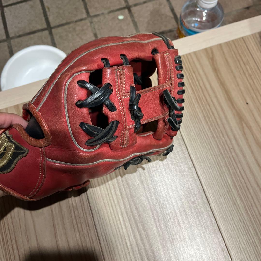 即戦力Wilson 軟式グローブ 赤 オールラウンド小指2本入れ