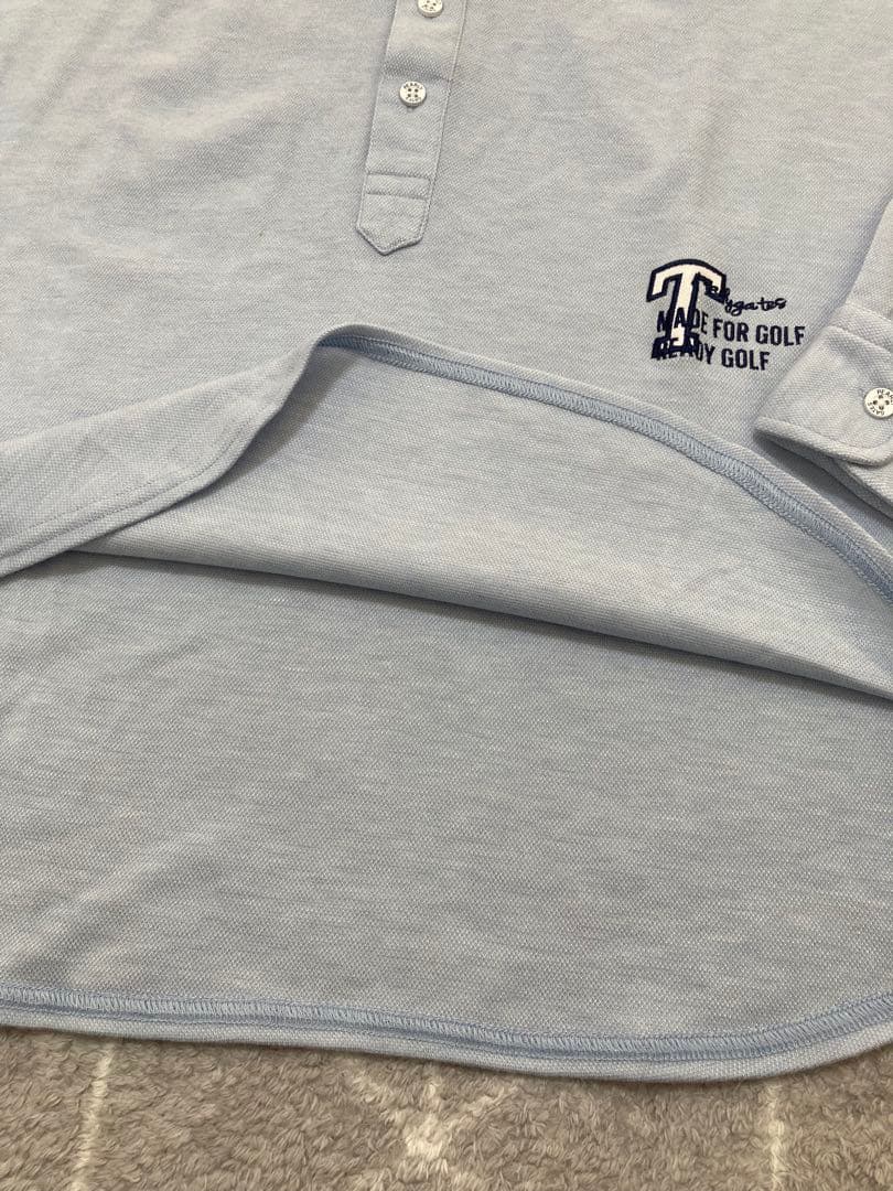 新品 パーリーゲイツ ストレッチカノコスムースピーチ 長袖ポロシャツ(6)LL青