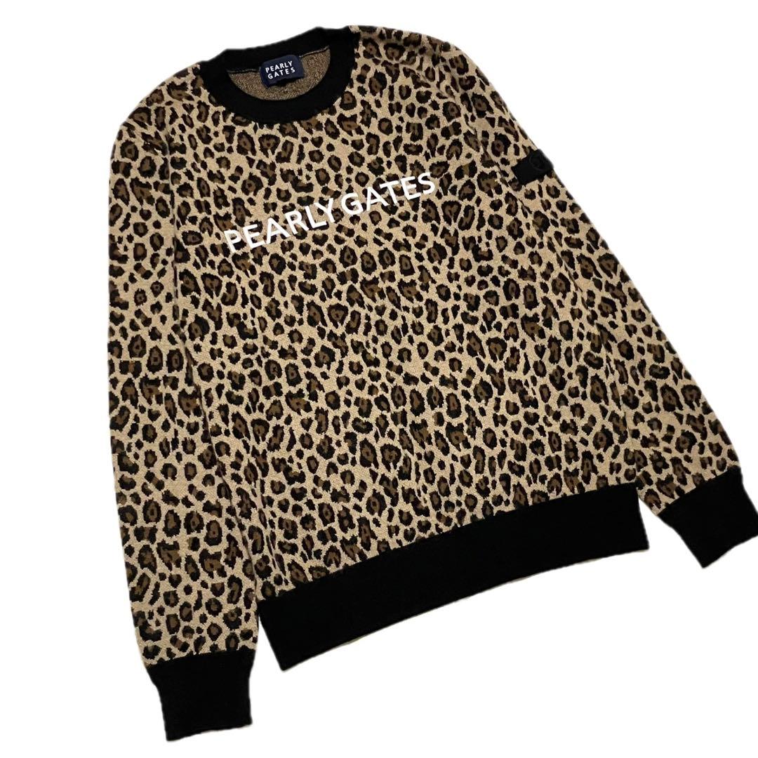 美品 パーリーゲイツ カシミヤ混 ニット レディース サイズ0 レオパード柄