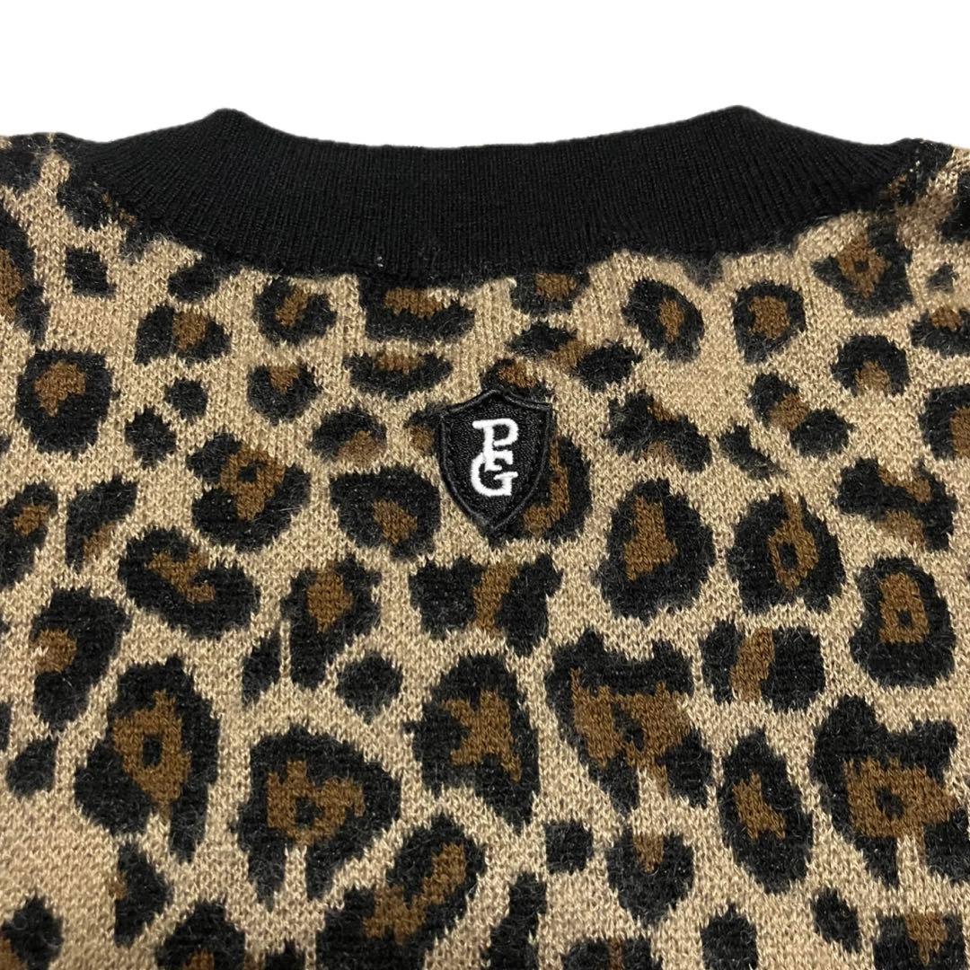 美品 パーリーゲイツ カシミヤ混 ニット レディース サイズ0 レオパード柄