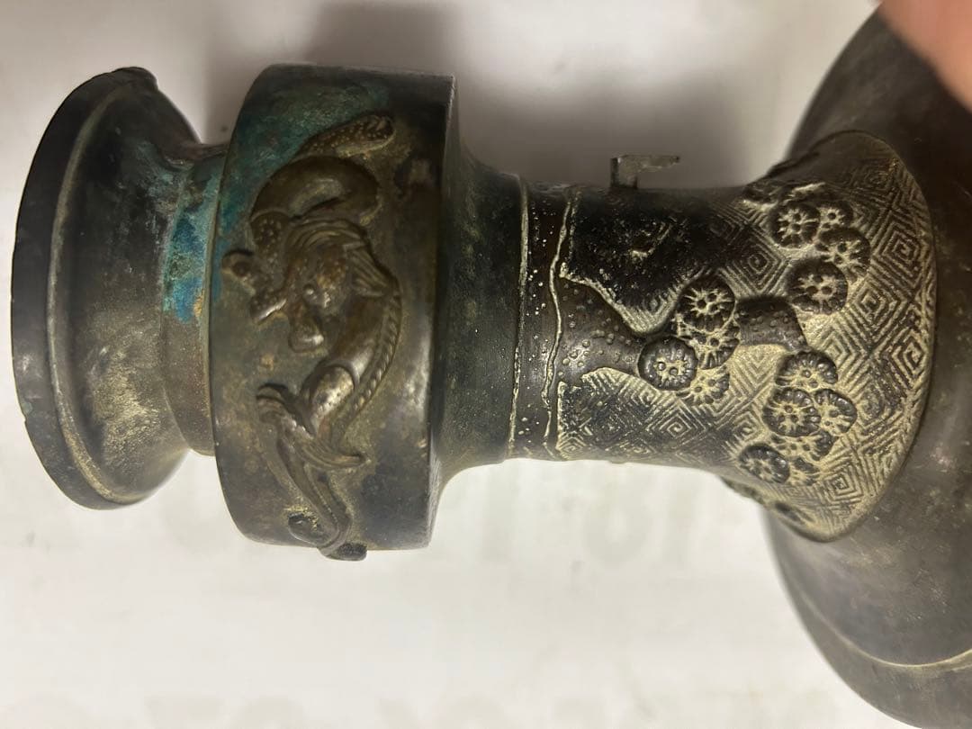 古花瓶，宣德銅製，古董，時代物
