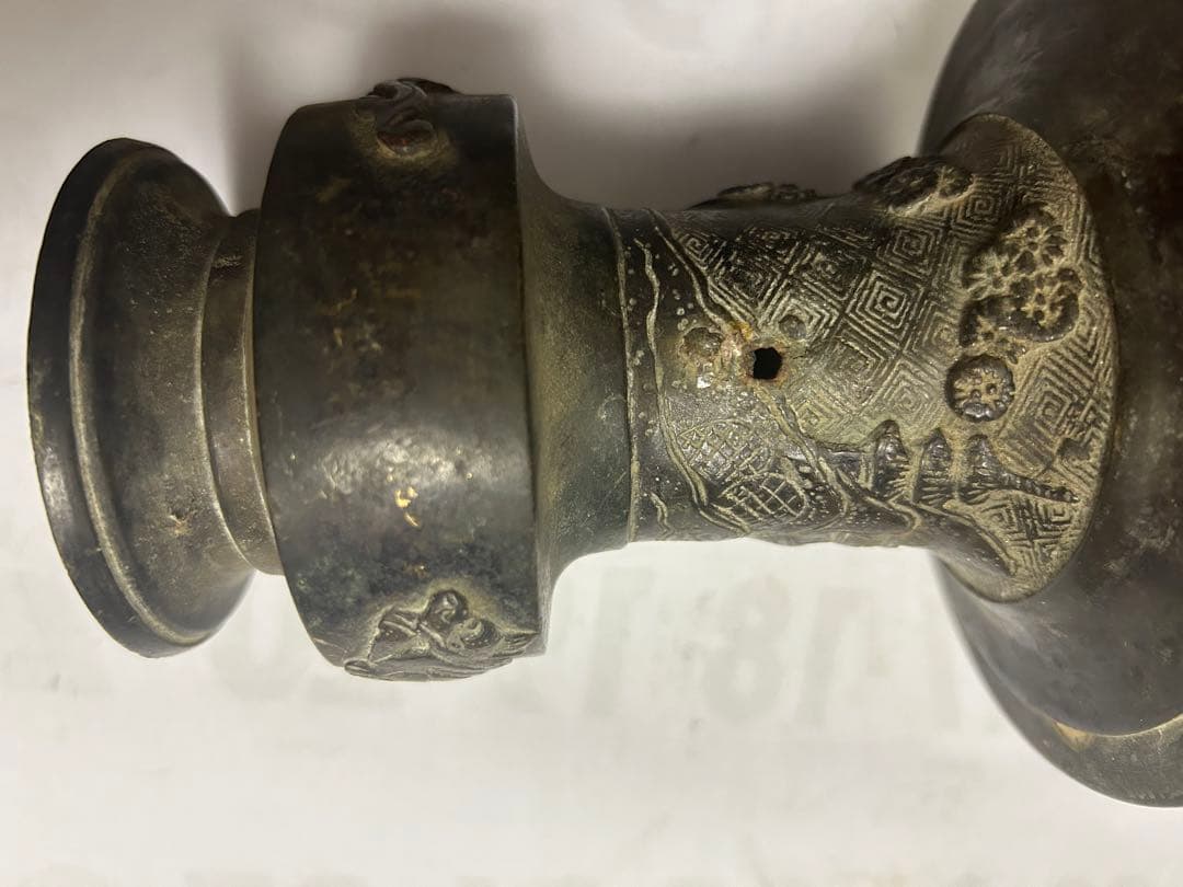 古花瓶，宣德銅製，古董，時代物