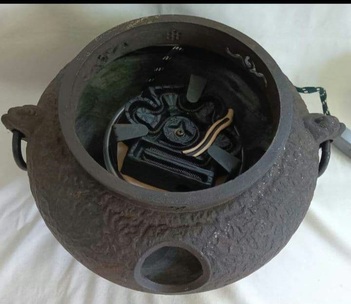 電気式火鉢　風炉型電熱器　茶道具　コード式火鉢　取り外し可能　アンティーク鋳鉄製