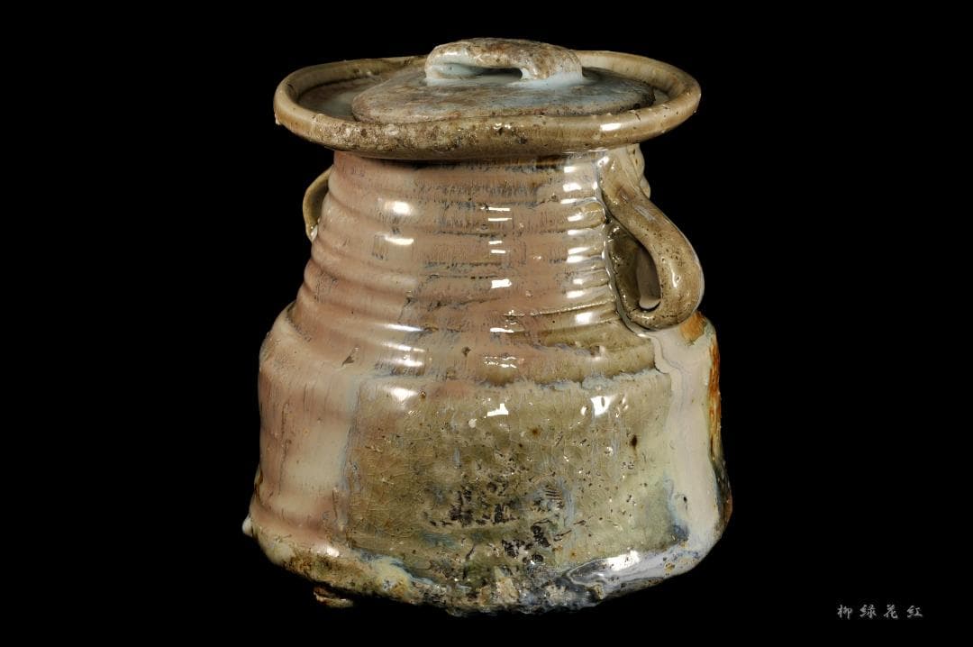 十三代 坂田泥華 萩耳付灰被 水指 淡々斎書付 共箱 茶道具 天耳庵 最上位作品