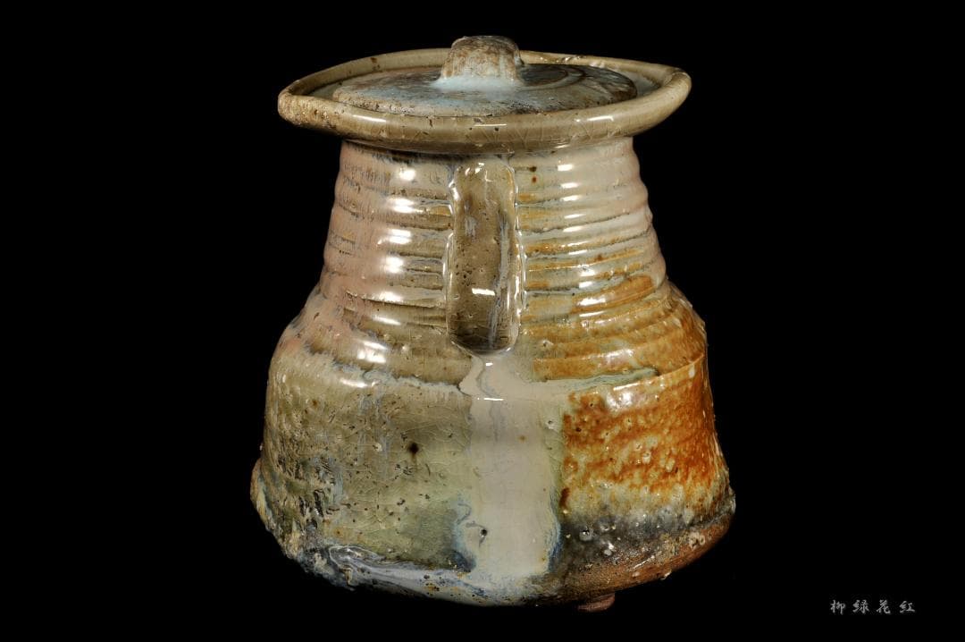 十三代 坂田泥華 萩耳付灰被 水指 淡々斎書付 共箱 茶道具 天耳庵 最上位作品