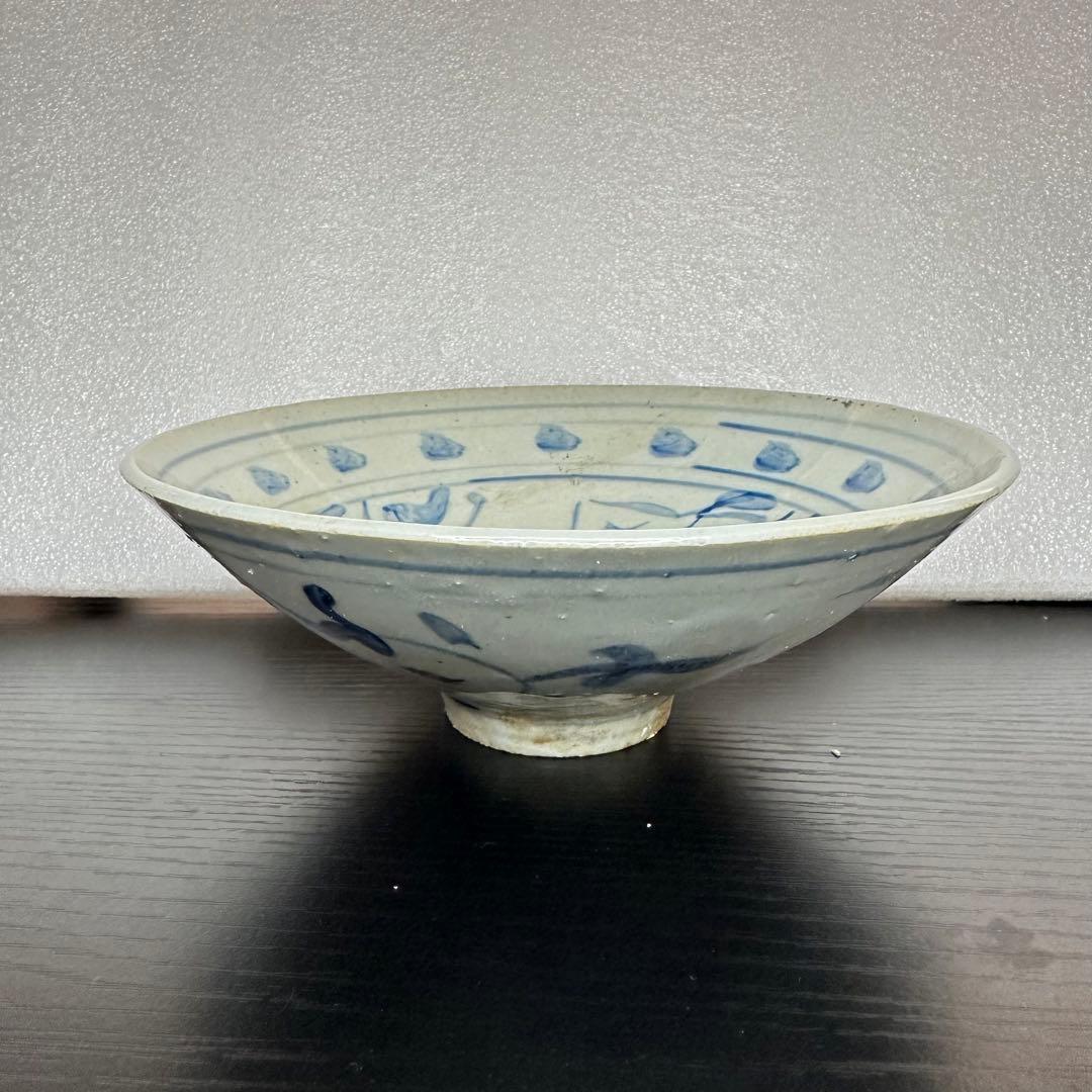 元代青花魚文碗　中国古美術　骨董品　食器