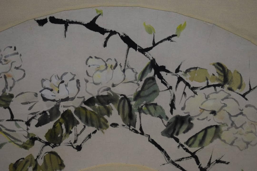 不詳/作者不詳/扇面花図/布袋屋掛軸HF-626