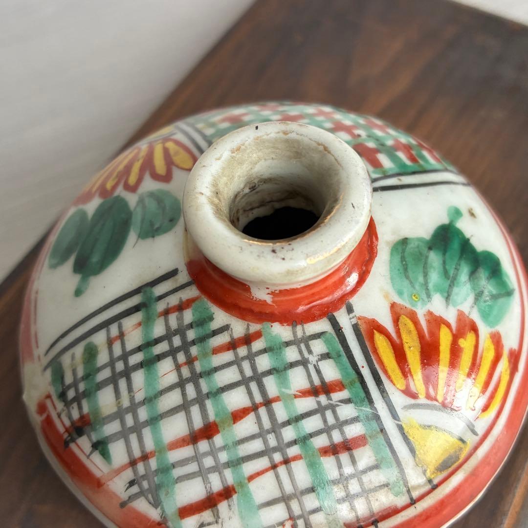 色絵油壺　骨董　時代物　一輪挿し　茶道具　古民具　インテリア　置物　花瓶