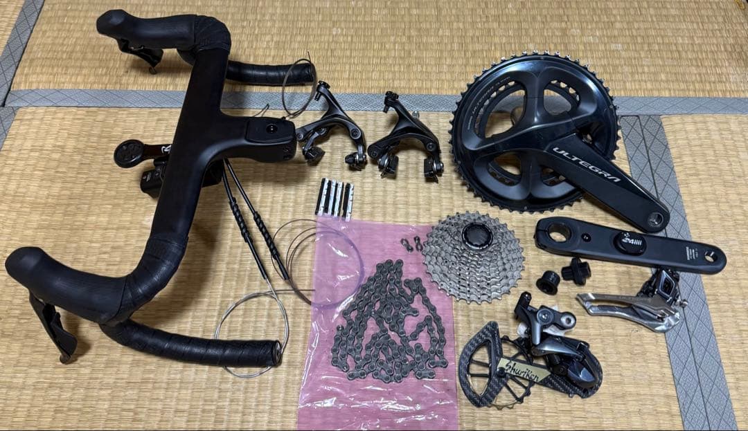 破格‼️アルテグラ8000系コンポセット　ハンドル、マウント、フロントライト付き