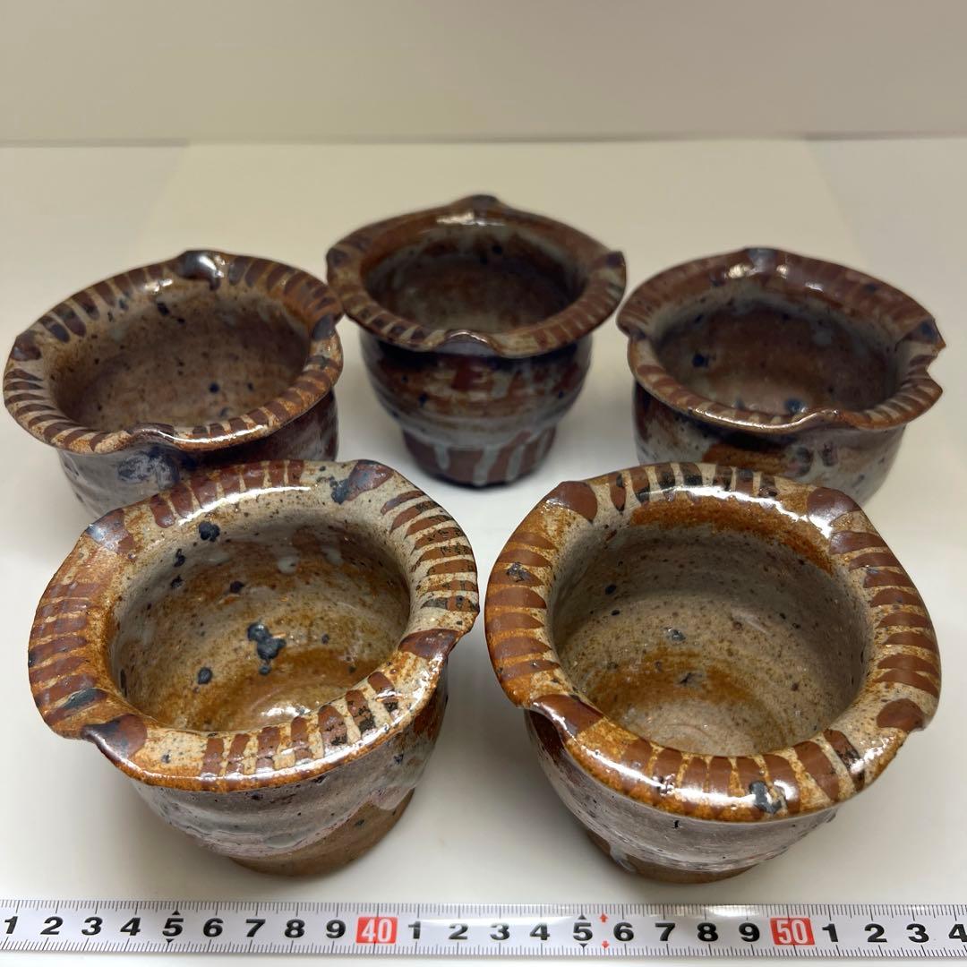 古唐津　絵唐津向付5客　口径約10㎝　東Y7-1112☆2Fトヒコ