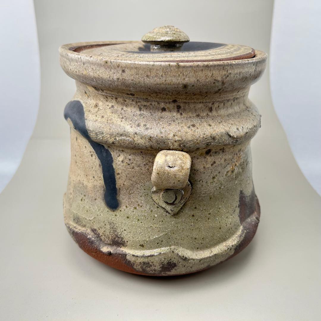 B020高倉国光 茶道具 水指【小石原焼耳付水指】木箱付き