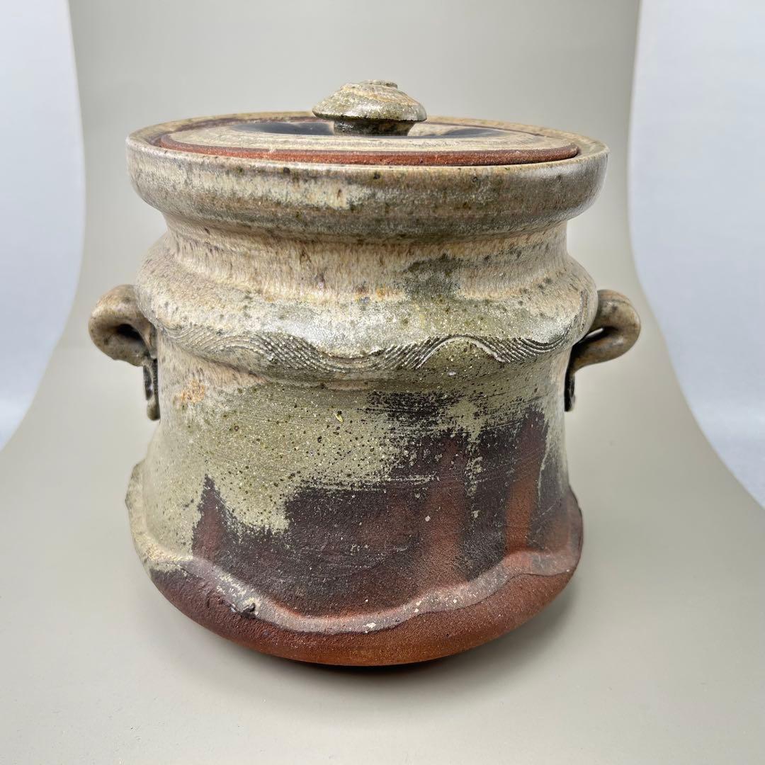 B020高倉国光 茶道具 水指【小石原焼耳付水指】木箱付き