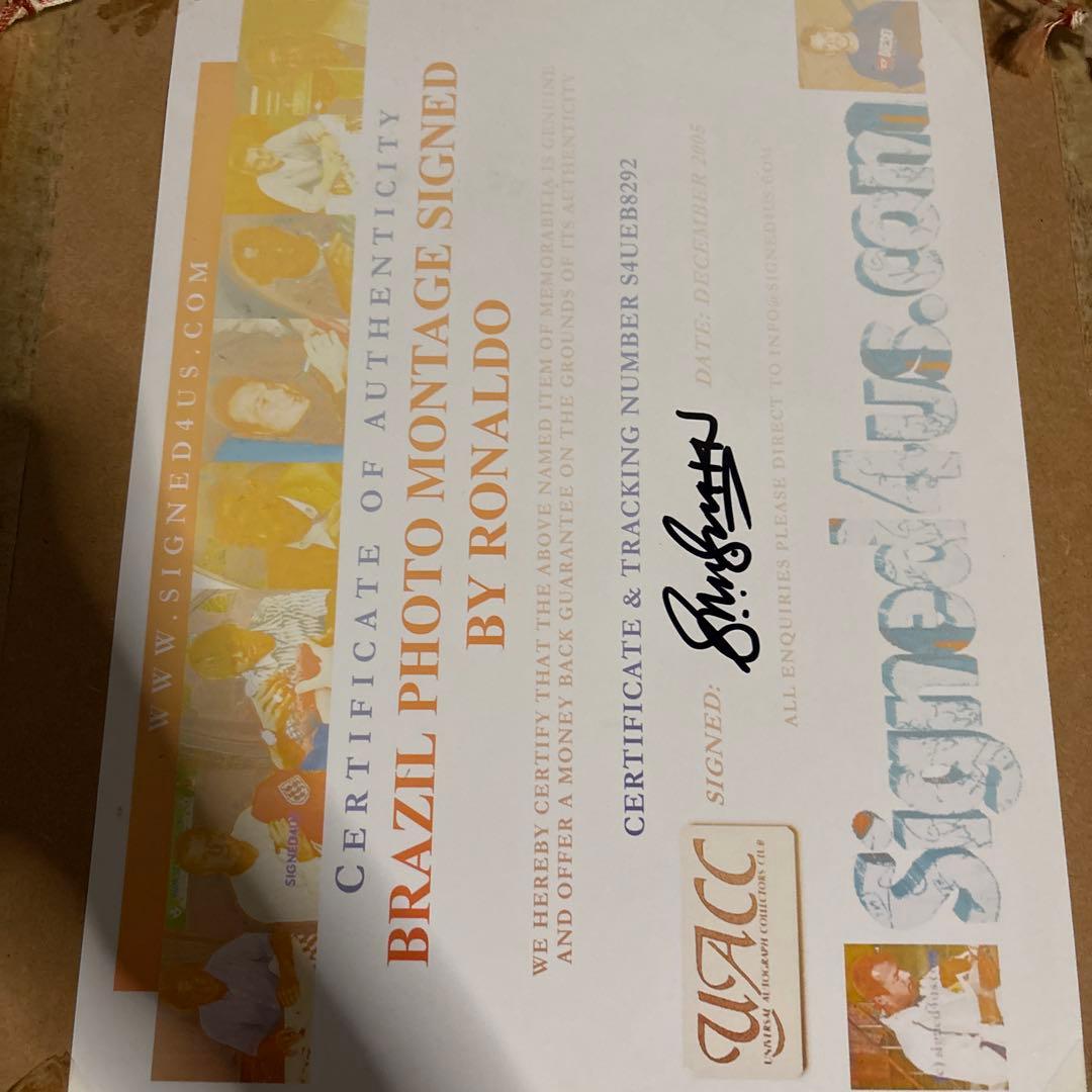 ロナウド サイン入りフォト ブラジル代表 #9 証明書あり
